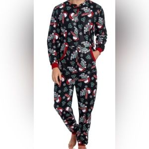 One piece Naughty or Nice men's flannel pajamas